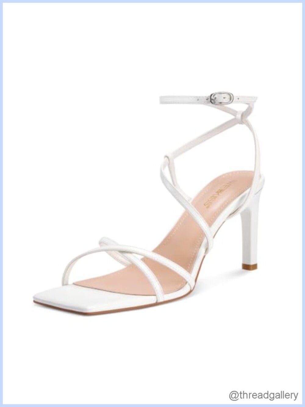 Wetkiss Strappy Square Open Toe High Heel Sandals with Ankle Strap